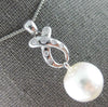 LARGE .13CT DIAMOND & AAA SOUTH SEA PEARL 18K WHITE GOLD ETOILE FLOATING PENDANT