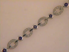 2.09CT DIAMOND & AAA AMETHYST 14KT WHITE GOLD 3D ROUND OVAL LINK TENNIS BRACELET