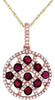 1.05CT DIAMOND & AAA RUBY 14KT ROSE GOLD 3D ROUND CRISS CROSS FLOATING PENDANT