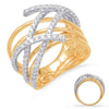 ESTATE LARGE .70CT DIAMOND 14KT WHITE & YELLOW GOLD CLASSIC CRISS CROSS FUN RING