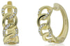 ESTATE .15CT DIAMOND 14KT YELLOW GOLD 3D LOVE KNOT FUN HUGGIE HANGING EARRINGS