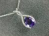 ESTATE 1.12CT DIAMOND & AAA AMETHYST 14K WHITE GOLD PEAR SHAPE TEAR DROP PENDANT