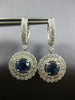 ESTATE WIDE 5.37CT DIAMOND & AAA SAPPHIRE 18K WHITE GOLD FLOWER HANGING EARRINGS