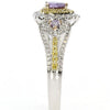 .58CT WHITE PINK & FANCY YELLOW DIAMOND 18KT TRI COLOR GOLD PEAR SHAPE HALO RING