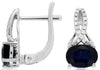 2.10CT DIAMOND & AAA SAPPHIRE 14K WHITE GOLD OVAL SEMI INFINITY HANGING EARRINGS