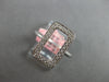 ESTATE WIDE .30CT DIAMOND 14KT WHITE GOLD 3D CLASSIC OPEN RECTANGULAR FUN RING