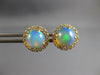 2.63CT DIAMOND & AAA AUSTRALIAN OPAL 14KT YELLOW GOLD ROUND HALO STUD EARRINGS