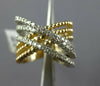.69CT DIAMOND 14KT 2 TONE GOLD MULTI ROW CRISS CROSS INFINITY BEADED LOVE RING