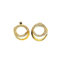 ESTATE .33CT DIAMOND 18KT YELLOW GOLD 3D CLASSIC CIRCULAR SWIRL STUD EARRINGS