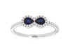 .61CT DIAMOND & AAA SAPPHIRE 14K WHITE GOLD PEAR SHAPE & ROUND 2 STONE LOVE RING