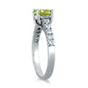 1.23CT DIAMOND & AAA PERIDOT 14KT WHITE GOLD OVAL & ROUND LUCIDA ENGAGEMENT RING