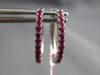ESTATE .34CT AAA RUBY 14KT WHITE GOLD CLASSIC OVAL HUGGIE HOOP HANGING EARRINGS