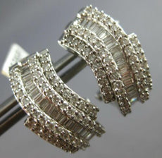LARGE 2.25CT DIAMOND 18KT WHITE GOLD ROUND & BAGUETTE MULTI ROW HANGING EARRINGS