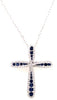 1.43CT DIAMOND & AAA SAPPHIRE 18KT WHITE GOLD 3D INFINITY CROSS FLOATING PENDANT