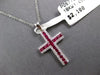 ESTATE .65CT DIAMOND & AAA RUBY 14KT WHITE GOLD CLASSIC CROSS FLOATING PENDANT