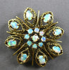 ANTIQUE LARGE AAA OPAL 14KT YELLOW GOLD FLOWER FILIGREE BROOCH PIN PENDANT 28133