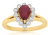 1.02CT DIAMOND & AAA RUBY 14K YELLOW GOLD PEAR SHAPE & ROUND FILIGREE FUN RING