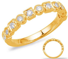 .31CT DIAMOND 14KT YELLOW GOLD 3D ROUND & SQUARE SEMI ETERNITY ANNIVERSARY RING