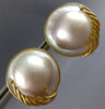 EXTRA LARGE .04CT DIAMOND & AAA MABE PEARL 18KT YELLOW GOLD 3D CLIP ON EARRINGS