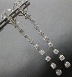 2.11CT DIAMOND 18K WHITE GOLD CLASSIC ROUND BY THE YARD CLIP ON HANGING EARRINGS