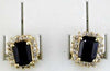 2.84CT DIAMOND & AAA SAPPHIRE 14KT YELLOW GOLD EMERALD CUT & ROUND STUD EARRINGS