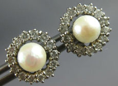 .50CT DIAMOND & AAA SOUTH SEA PEARL 14KT WHITE GOLD CLASSIC FLOWER STUD EARRINGS