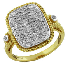 .58CT DIAMOND 14KT YELLOW GOLD 3D CLASSIC MULTI ROW RECTANGULAR ROPE ETOILE RING