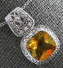 1.56CT DIAMOND & AAA CITRINE 14KT WHITE GOLD CUSHION & ROUND 3D FILIGREE PENDANT