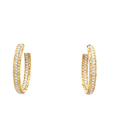 2.36CT DIAMOND & AAA YELLOW SAPPHIRE 18KT YELLOW GOLD 3D HOOP HANGING EARRINGS