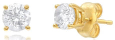ESTATE .45CT DIAMOND 14KT YELLOW GOLD 3D CLASSIC SOLITAIRE 4 PRONG STUD EARRINGS
