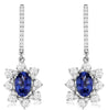 1.62CT DIAMOND & AAA TANZANITE 14KT WHITE GOLD OVAL & ROUND FLOWER FUN EARRINGS