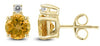 ESTATE 1.06CT DIAMOND & AAA CITRINE 14KT YELLOW GOLD 3D SOLITAIRE STUD EARRINGS