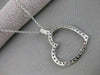 ANTIQUE .65CTW DIAMOND HANGING OPEN HEART 14K WHITE GOLD PENDANT + CHAIN #13026