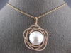 ESTATE LARGE .68CT DIAMOND & AAA SOUTH SEA PEARL 18KT ROSE GOLD 3D FLOWER PENDANT