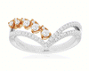 ESTATE .48CT DIAMOND 14KT WHITE & ROSE GOLD 3D ROUND V SHAPE BUTTERFLY LOVE RING