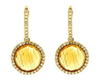 4.01CT DIAMOND & AAA CITRINE 14K YELLOW GOLD 3D ROUND LEVERBACK HANGING EARRINGS