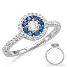 .63CT DIAMOND & AAA SAPPHIRE 14K WHITE GOLD 3D CLASSIC FLOWER CIRCULAR LOVE RING