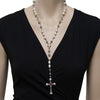 LARGE AAA RUBY & PEARL 18KT YELLOW GOLD & 925 SILVER FILIGREE ROSARY NECKLACE