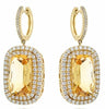 19.40CT DIAMOND & AAA CITRINE 14KT YELLOW GOLD 3D CUSHION HALO HANGING EARRINGS