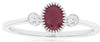 .61CT DIAMOND & AAA RUBY 14KT WHITE GOLD 3D OVAL & ROUND 3 STONE FRIENDSHIP RING