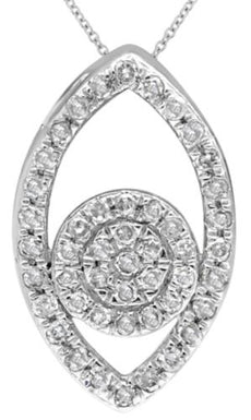 .15CT DIAMOND 14KT WHITE GOLD ROUND CLASSIC LUCKY EVIL EYE FUN FLOATING PENDANT