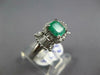 ESTATE 1.39CT DIAMOND & AAA EMERALD PLATINUM 3D SQUARE FLORAL ENGAGEMENT RING