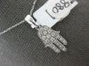 ESTATE .30CT DIAMOND 14KT WHITE GOLD 3D PAVE CHAMSA HAMSA LUCKY FLOATING PENDANT