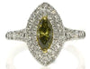.96CT WHITE & FANCY YELLOW DIAMOND 18KT 2 TONE GOLD 3D MARQUISE ENGAGEMENT RING