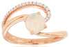 ESTATE .60CT DIAMOND & AAA OPAL 14KT ROSE GOLD 3D CRISS CROSS LOVE KNOT FUN RING