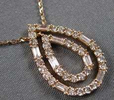 .46CT DIAMOND 14K ROSE GOLD 3D ROUND & BAGUETTE DOUBLE OPEN TEAR DROP NECKLACE