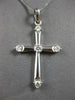 ESTATE .45CT DIAMOND 14K WHITE GOLD CLASSIC ROUND 5 STONE CROSS FLOATING PENDANT
