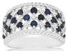 WIDE 1.61CT DIAMOND & AAA SAPPHIRE 14KT WHITE GOLD 3D MULTI ROW ANNIVERSARY RING