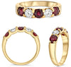 1.60CT DIAMOND & AAA RUBY 14K YELLOW GOLD ROUND SHARED PRONG LUCIDA 5 STONE RING
