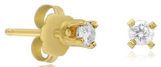 ESTATE .10CT DIAMOND 14KT YELLOW GOLD 3D CLASSIC SOLITAIRE 4 PRONG STUD EARRINGS